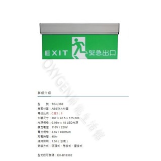 【消防】LED 緊急出口燈 出口標示燈 逃生指示燈 逃生方向燈 壁掛式 TG-360系列 消防 認證 緊急照明
