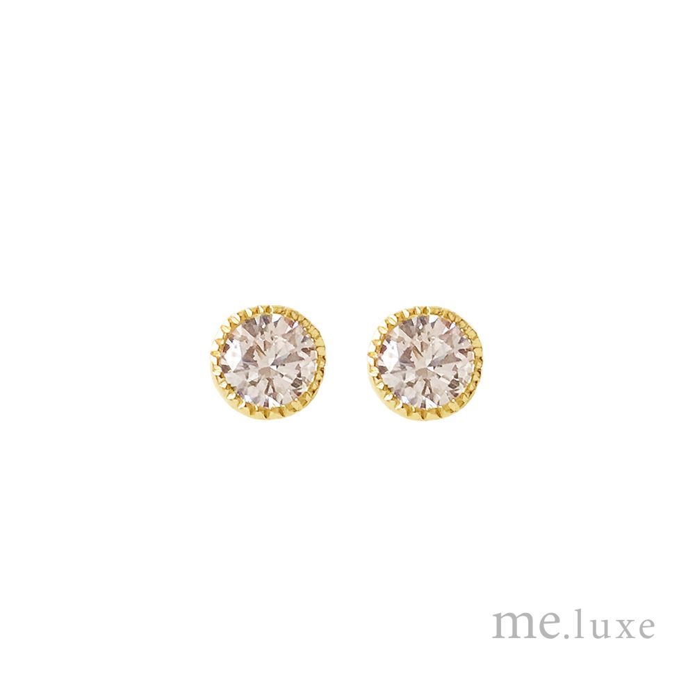 【me.luxe】K10鋯石簡單明亮耳環