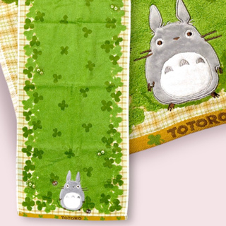 [外流日單］龍貓長毛巾 絨布 刺繡 幸運草 煤炭 Totoro 橡子共和國 宮崎駿 吉卜力工作室 黑煤炭