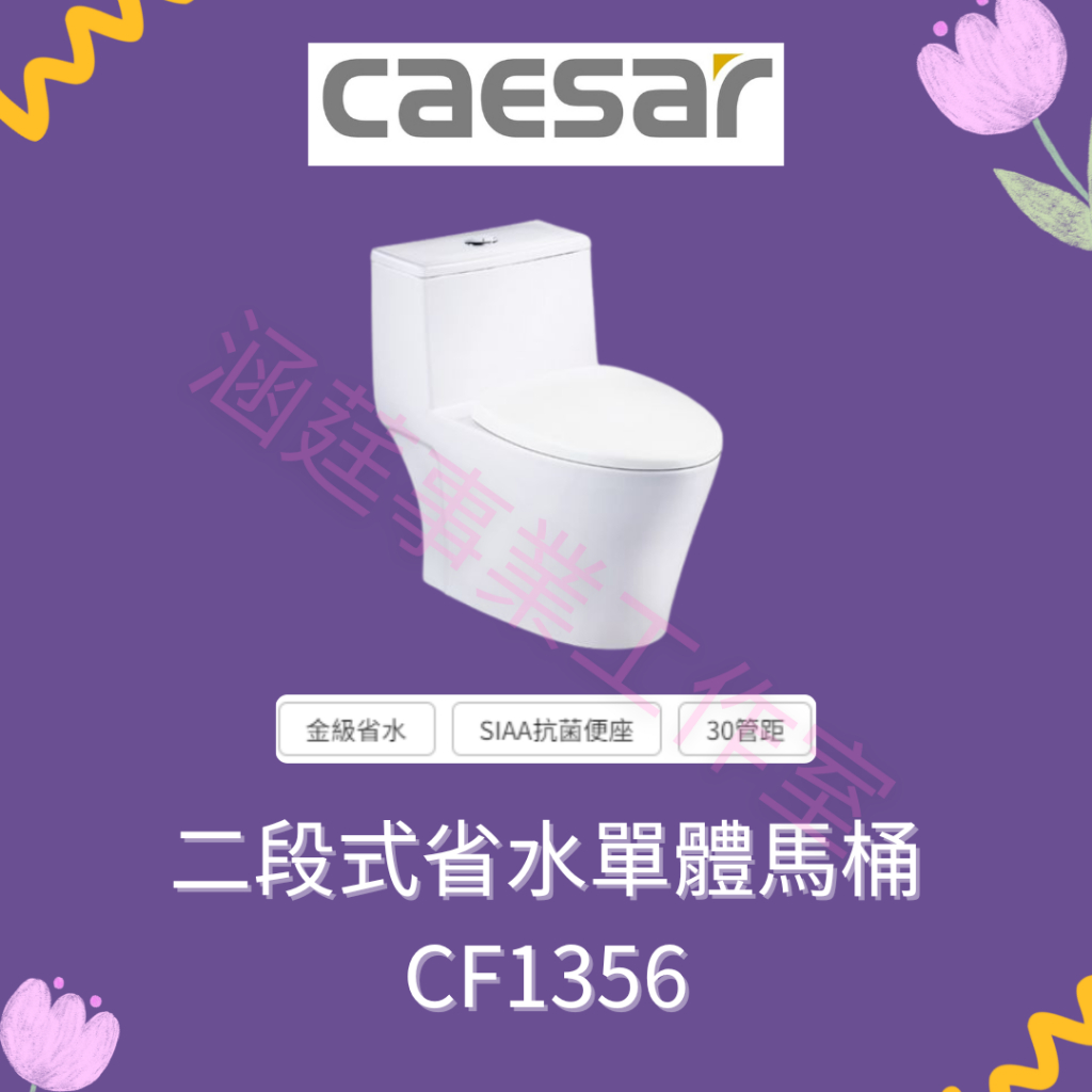 凱撒 CAESAR 二段式省水單體馬桶CF1356 (30 公分)、CF1456 ( 40公分)
