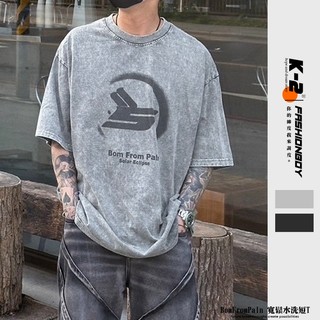 【K-2】超 OVERSIZE Bom From Paln 水洗短t 大尺碼 寬鬆 短t 復古 logo【K2C63】