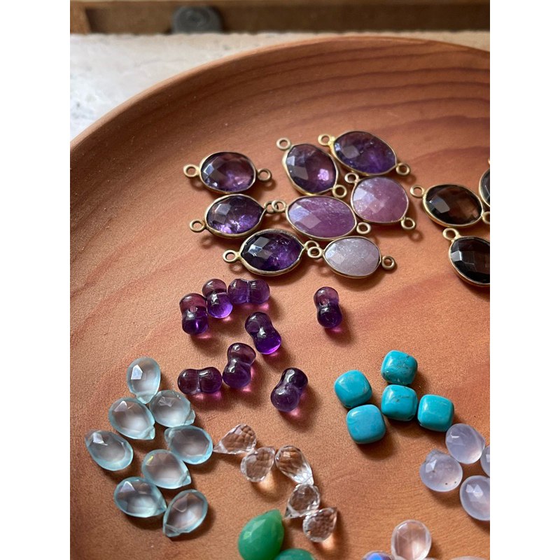 印度半寶石墜子 項鍊手環DIY 紫水晶
