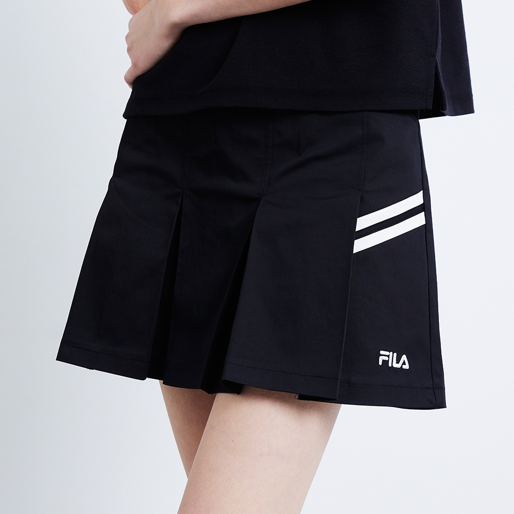 【FILA】女性 平織短裙(有安全褲)-黑色 5SKX-1734-BK