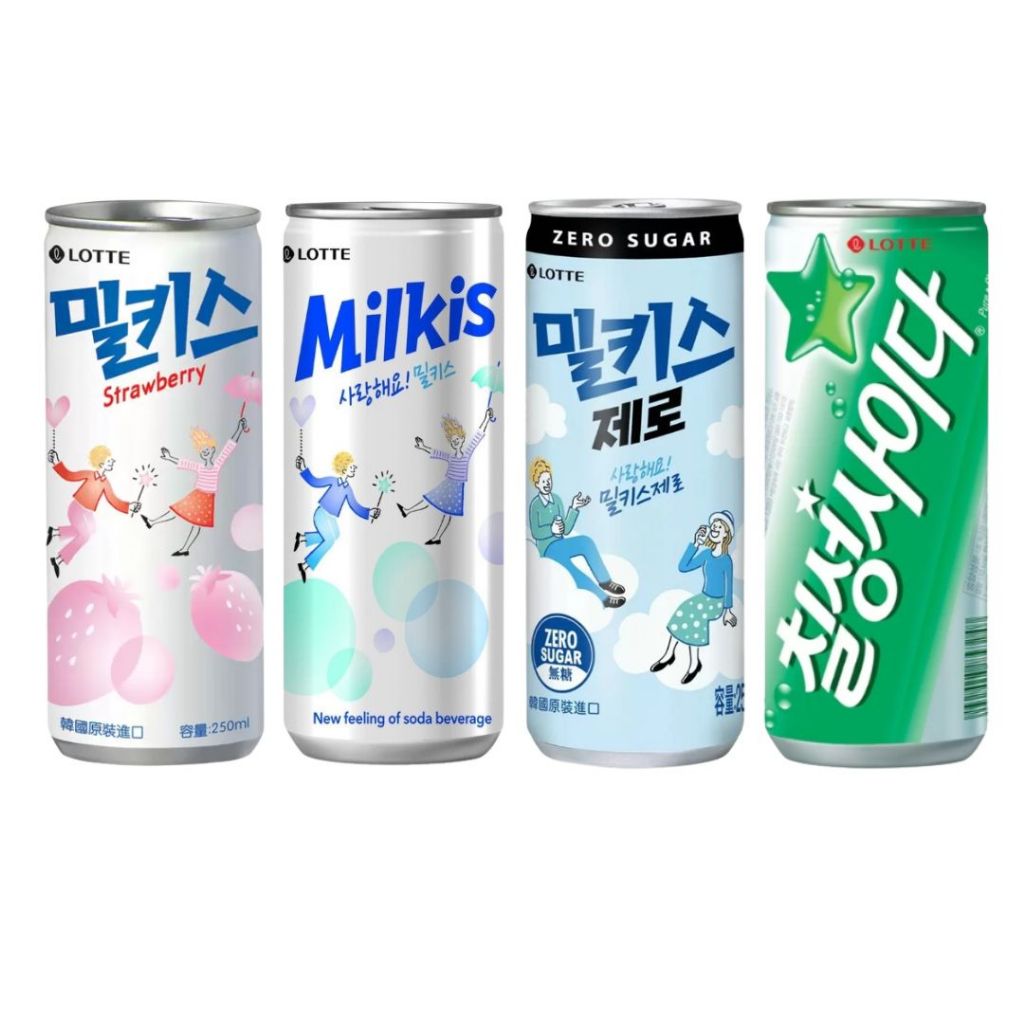 現貨附發票 韓國 LOTTE 樂天 優格風味碳酸飲 草莓優格 無糖優格風味碳酸飲 250ml Milkis 經典汽水