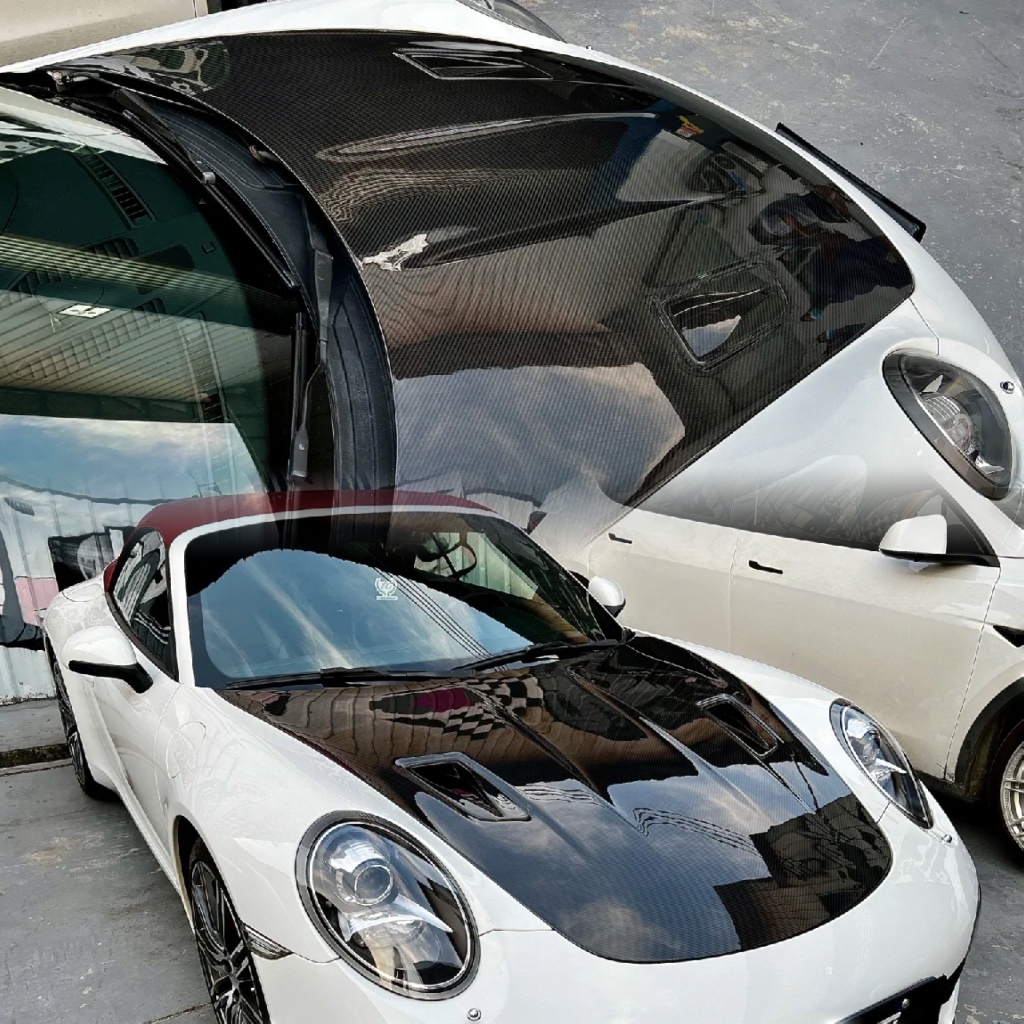Porsche 911.1 911.2升級GT3樣式-乾碳機蓋 升級911 GT3正卡夢乾式碳纖維機蓋配件