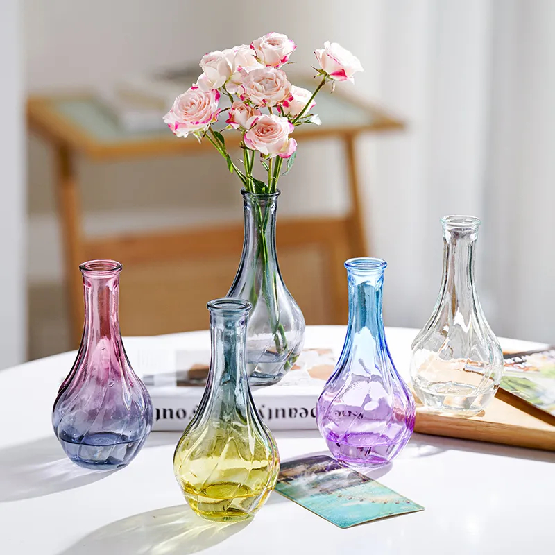 IKEA   ins 同款  花瓶  現代  透明小口徑  玻璃花瓶 漸漸變色 客廳餐廳桌面 插乾花 裝飾擺飾 拍照道具
