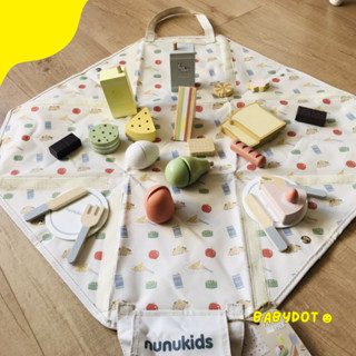 🙋🏻兒童玩具✨nunukids 兒童 蔬果切切樂 野餐袋包 組合包 家家酒模擬水果 玩具收納袋 蛋糕木製玩具 親子外出野
