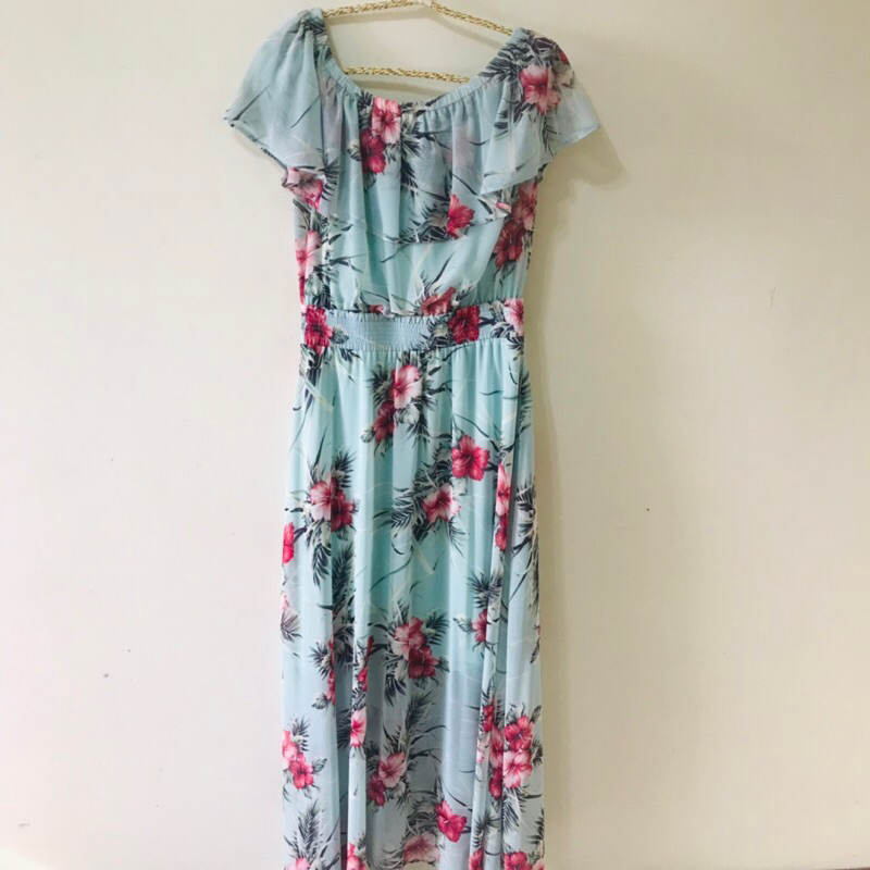 SONICE湖水藍花朵洋裝