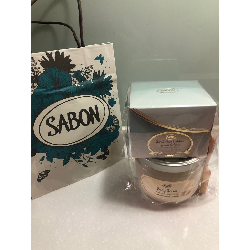 SABON 二合一臉部純淨磨砂膏200ml (薄荷)+身體磨砂膏600g (經典)