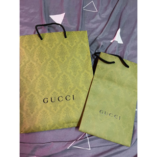 GUCCI 古馳 經典綠色滿版壓紋紙袋 GUCCI紙袋 GUCCI 手提袋