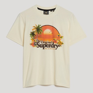 【Superdry】女裝 短袖T恤 Travel Souvenir Relaxed 米白