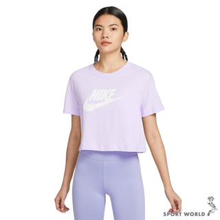 Nike 短袖上衣 女裝 短版 純棉 基本款 紫【運動世界】BV6176-511