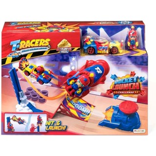 t-racers | 迷你飛車隊特技套組 - 火箭彈射 迷你賽車 模型車 玩具車 軌道車
