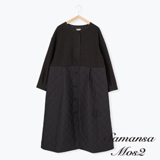 Samansa Mos2 異素材拼接ALINE絎縫長版大衣外套(FB27L0Z0180)