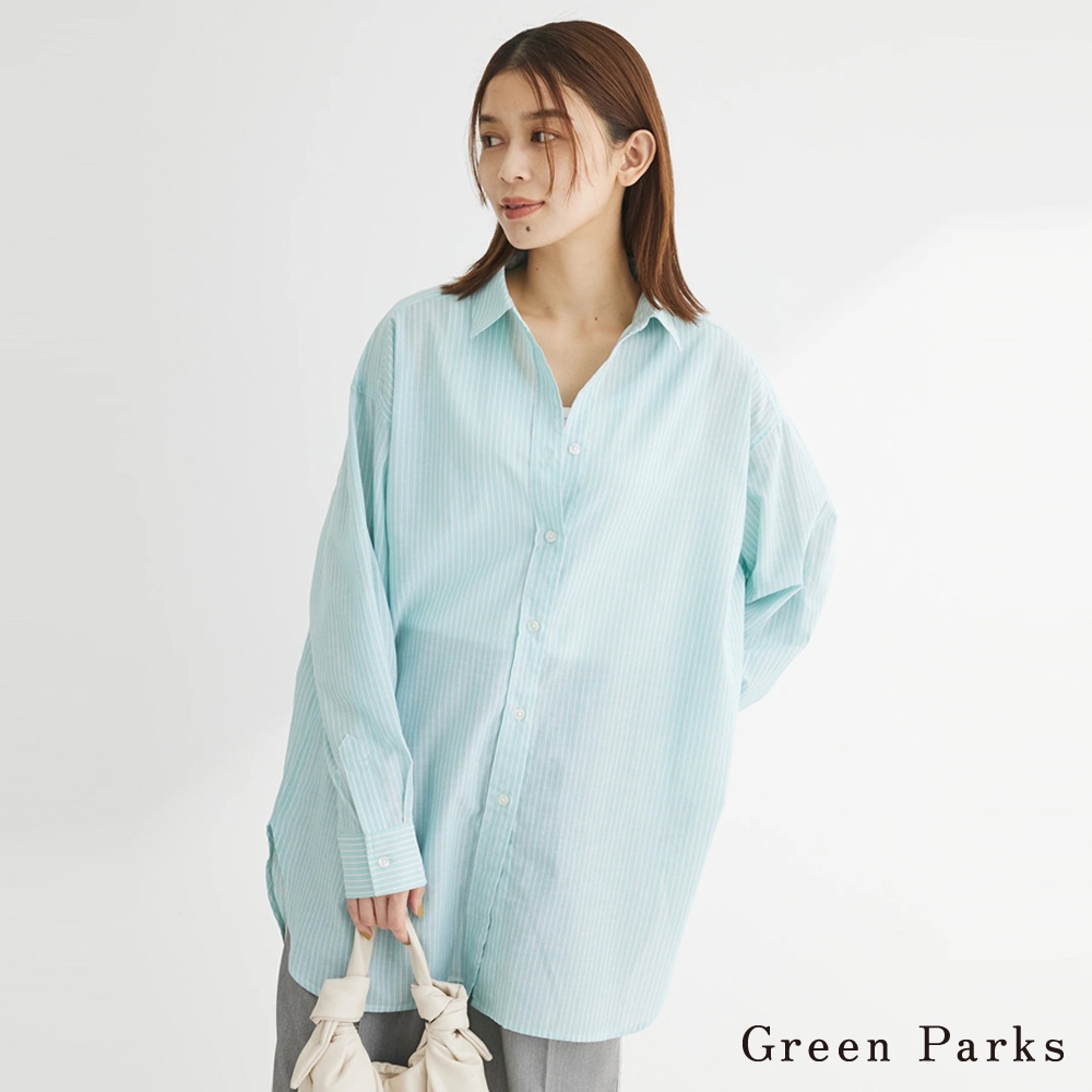 Green Parks 棉麻混紡寬鬆長版襯衫(6A42L0G0330)