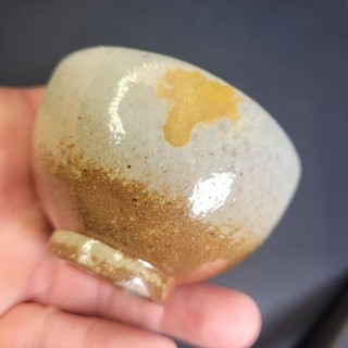 雲南市級非遺傳承人：趙青松 柴燒裸燒粗陶落灰松油白土釉孔雀石小圓杯/落灰/松油/白土釉/孔雀石/主人杯