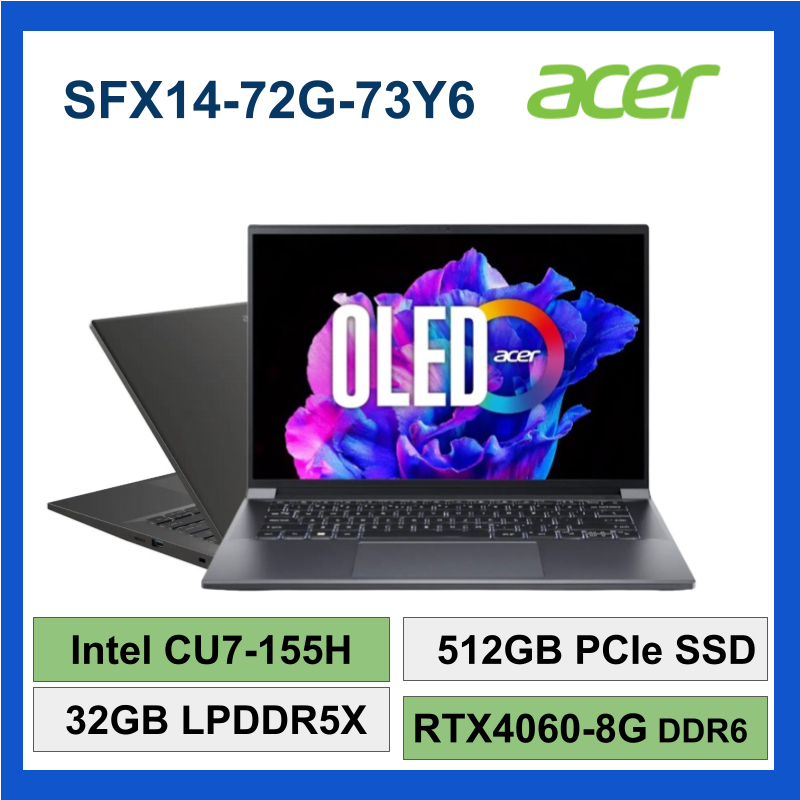 Acer 宏碁 SFX14-72G-73Y6  U7-155H 512GB RTX4060-8G 筆電