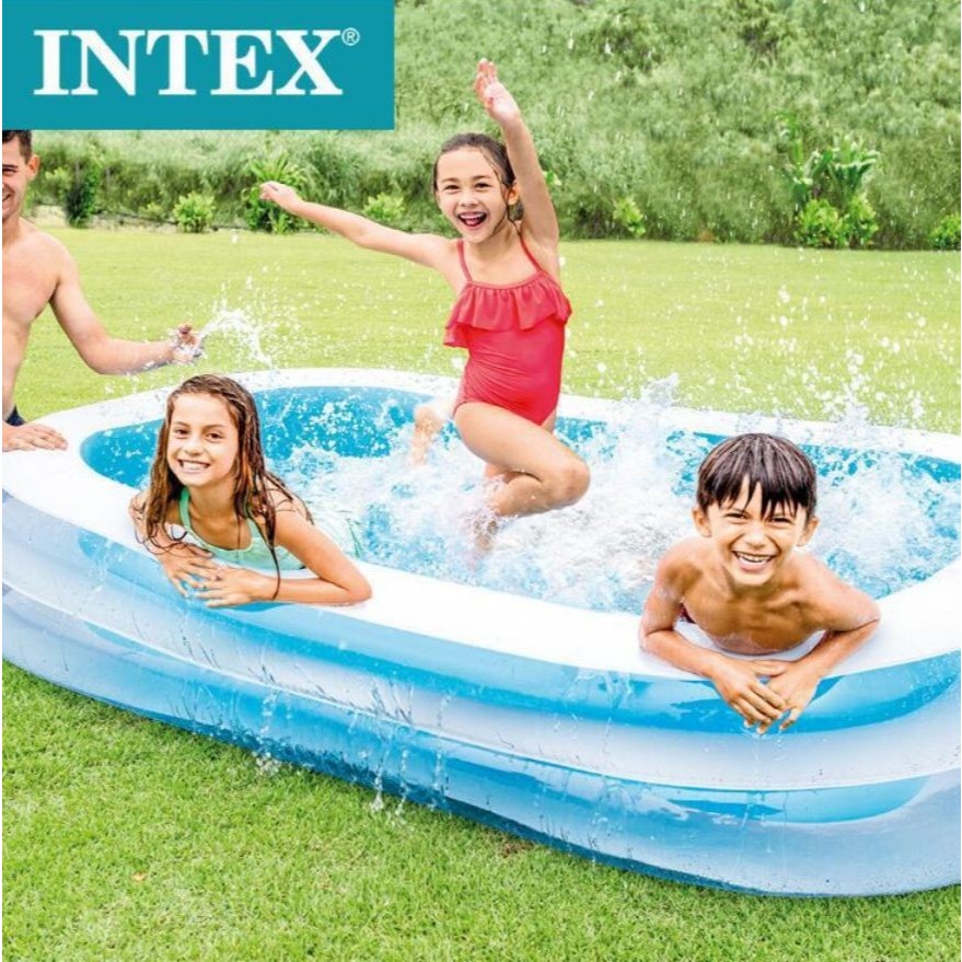INTEX 原廠 56483藍色方型充氣游泳池 玩水池 可當幼兒游泳池 遊戲球池 遊樂園(免費檢修 瑕疵換新品)