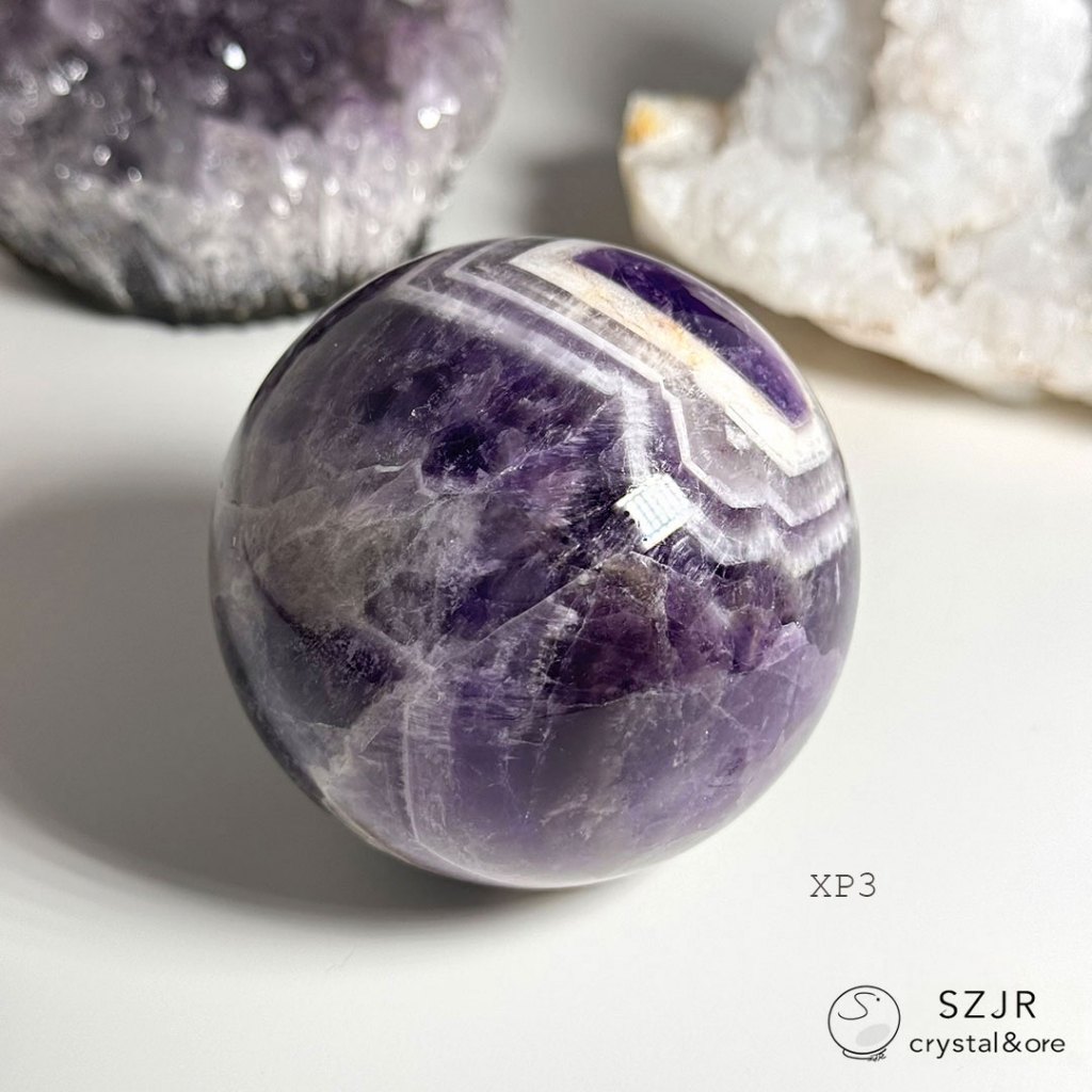 夢幻紫晶球 XP3 夢幻紫水晶 直徑7.2cm 千層紫水晶 虎牙紫水晶 水晶球 天然水晶 紫晶球 【石至晶日 SZJR】