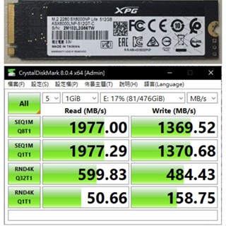 售 M.2 PCIE NVMe SSD固態硬碟 威剛 XPG 512G (M key type 2280)