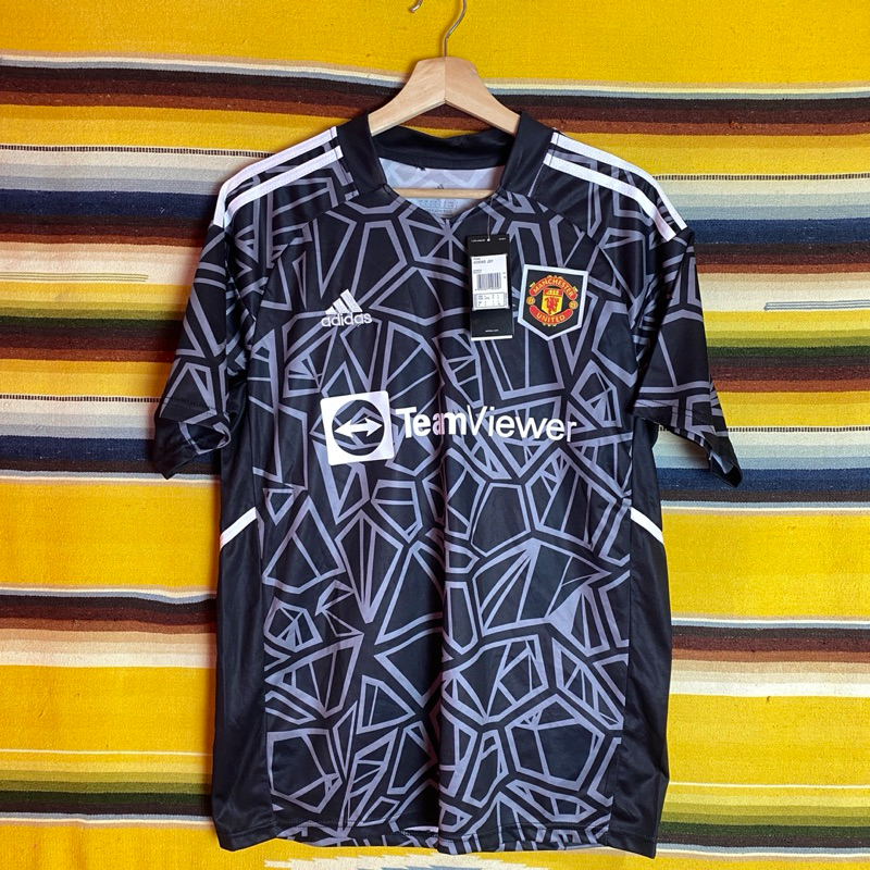 古著•Nuzi_s • Adidas Manchester United 曼聯幾何黑色足球衣短tee T4042643