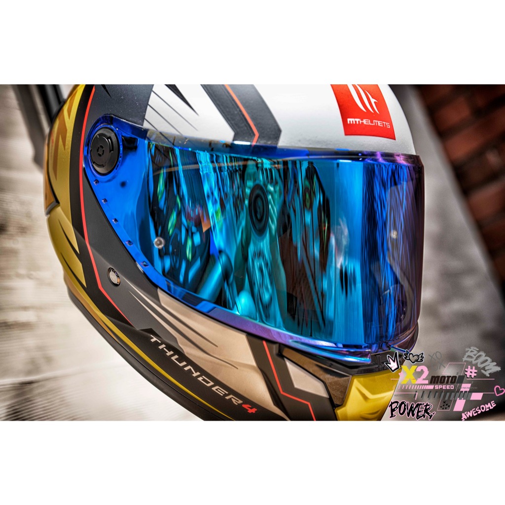 💟X2 Moto💟 MT Helmets® Thunder 4 SV 鏡片 電鍍片 電鍍藍