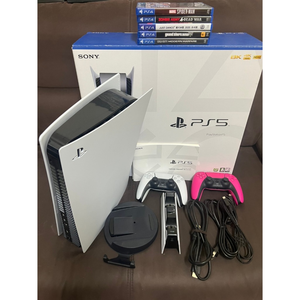 搬家出清 PlayStation 5 1218光碟版主機 + DualSense無線控制器*2 + 遊戲片*5 + Du