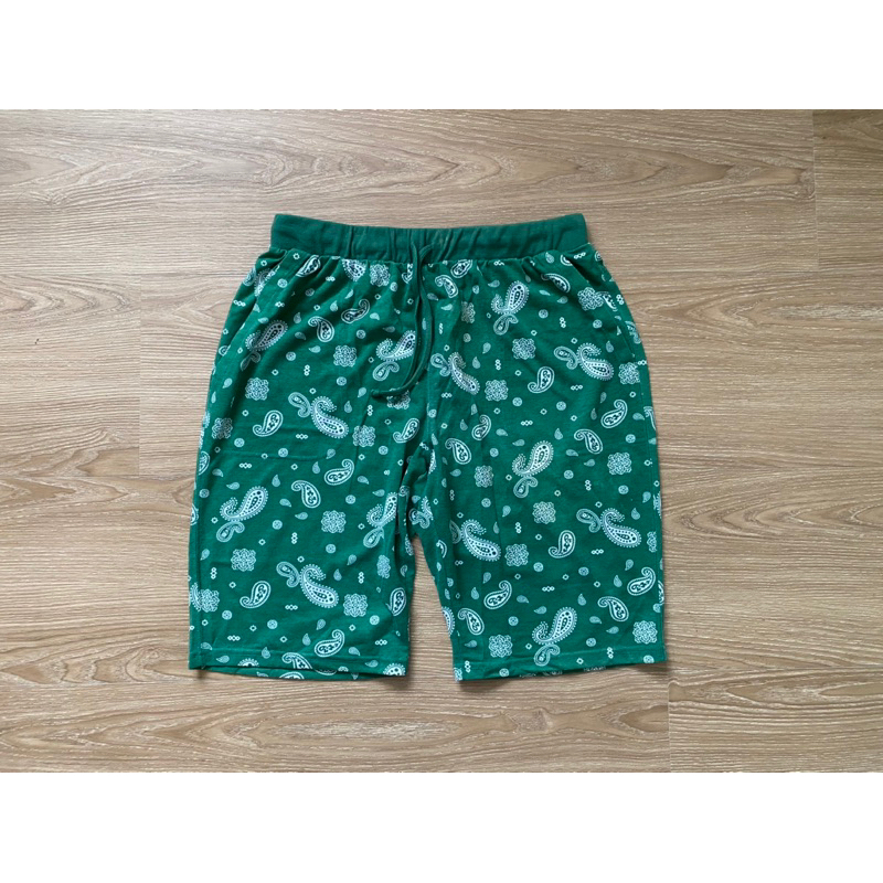 GU x UNIQLO 副牌 夏天綠色變形蟲海灘短褲（M）