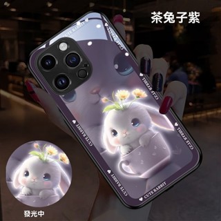 新款發光茶兔子iPhone16Promax手機殼i1514Pro可愛來電發光13爆款12網紅11高階輕奢時尚創意全包防摔