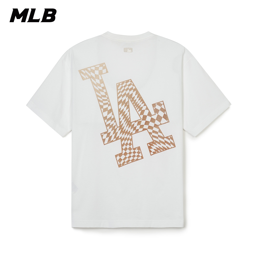 MLB 背後大Logo閃亮漸層 棉質短袖T恤 Checkerboard 洛杉磯道奇隊(3ATSO0143)【官方旗艦店】