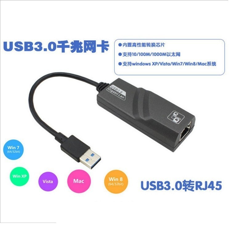 樂活☀ USB3.0轉RJ45 外接網卡 有線網卡 網路 RJ45 USB3.0 外置網卡千兆網卡 USB網卡
