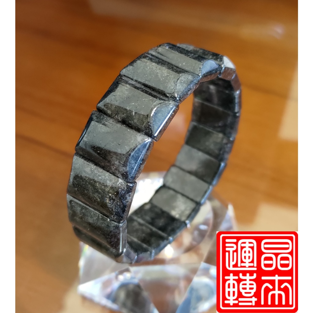 [晶來運轉] 黑鈦晶手排56.2g 20mm手圍18.5cm (Titanium rutilated Quartz)