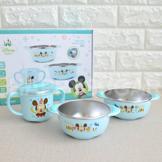 S MATE【現貨】❤️韓國 MICKEY MOUSE 米奇寶貝 五件式餐具禮盒組(扁平雙耳餐碗2入+雙耳杯+防漏杯蓋+