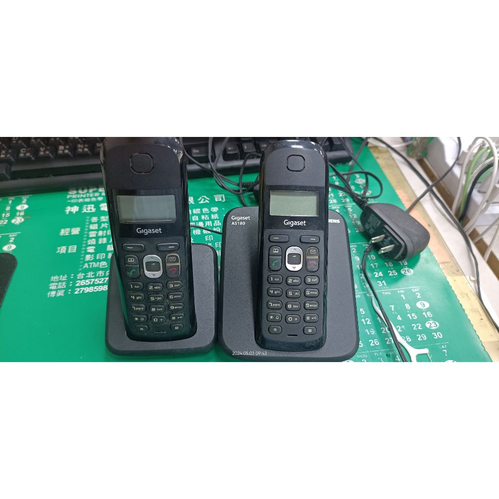 西門子 SIEMENS Gigaset DECT雙子機數位無線電話 話機 黑色 (AS180 Duo)