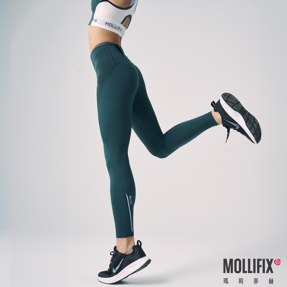 Mollifix 瑪莉菲絲 AIRY FAST 抗菌跑步輕速褲_3色(黑/霧松綠/深藍)、瑜珈服、Legging