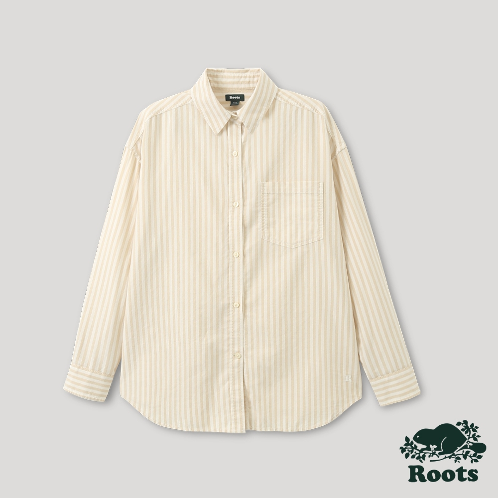 【Roots】女裝-條紋牛津襯衫