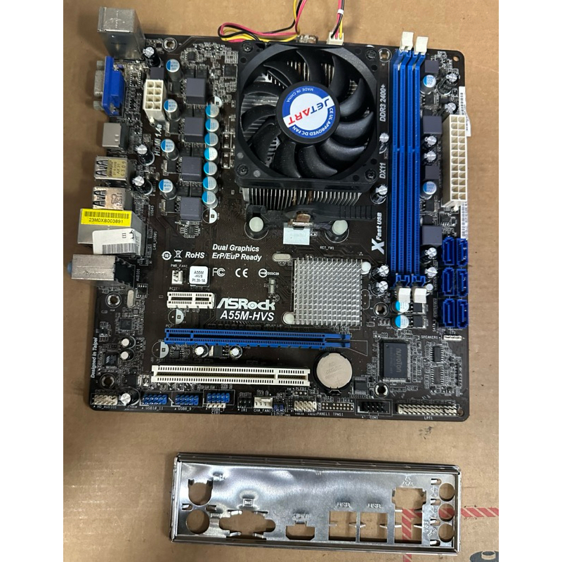 中古 二手 主機板 ASRock A55M-HVS CPU A6-3650 兩個記憶體插槽正常 可以開機