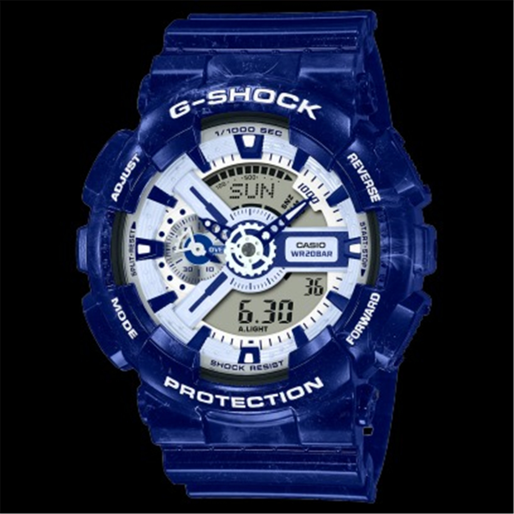 CASIO 卡西歐 G-SHOCK 青花瓷系列 雙顯手錶 - 藍(GA-110BWP-2A)[秀時堂]