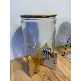 附龍頭飲料罐, 竹/透明玻璃, 4 公升（包含竹罐架）