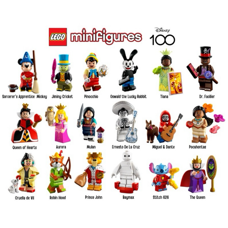「正版」LEGO 迪士尼100週年 人偶包 魔法師米奇 奧斯華 小木偶 壞皇后 庫伊拉 史迪奇