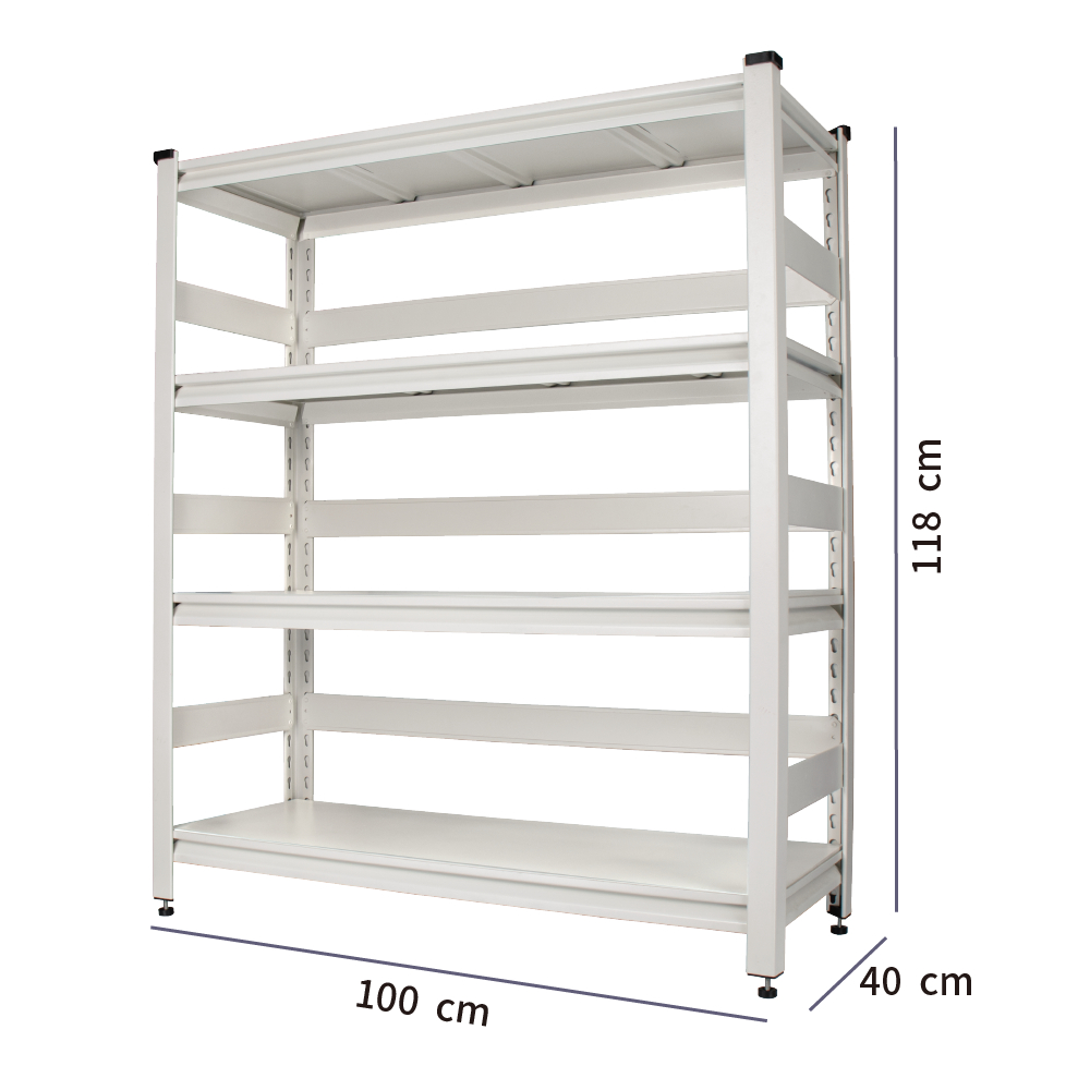 台製重型5層置物架 需自行組裝 白色免螺絲角鋼（100x40x120 5層）倉儲貨架 層架 角鋼架 物料架
