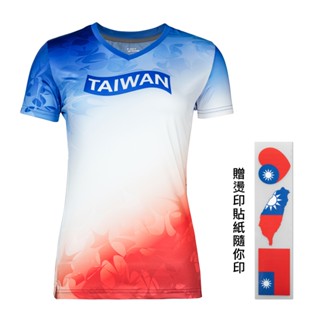 【A-MYZONE】Team Taiwan 女款短袖運動上衣 排汗上衣 登山上衣 健行上衣 健走上衣 跑步上衣｜吸濕排汗