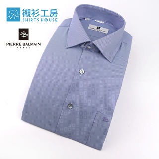 皮爾帕門pb藍色斜紋、時尚潮男合身長袖襯衫67152-05-襯衫工房
