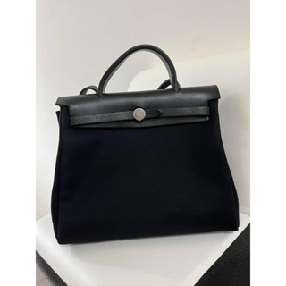 Hermes Herbag 31” 黑色銀釦