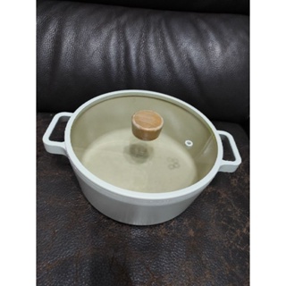韓國Kitchenwell TORI系列 22cm陶瓷不沾雙耳湯鍋(陶瓷鍋/雙耳鍋/不沾鍋/奶油白)