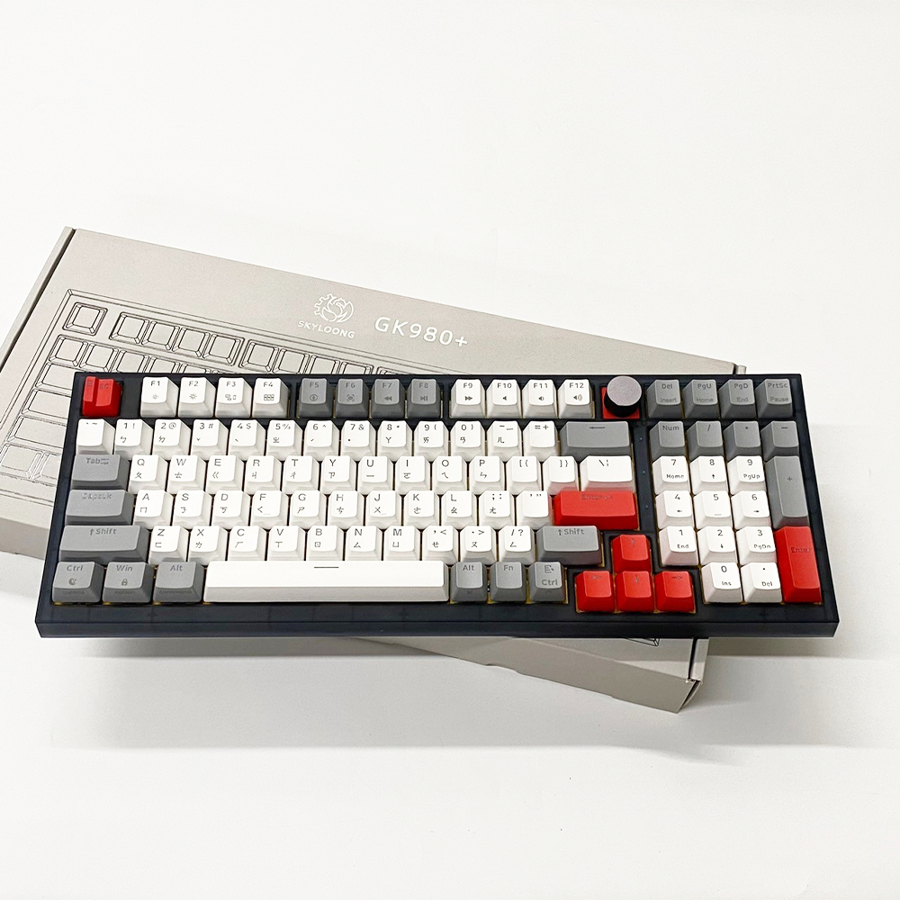 台灣現貨 SKYLONG 鍵盤980+系列 注音鍵盤 機械鍵盤 OEM鍵帽高度 PBT鍵帽 紅灰白 黑透殼 RGB背光