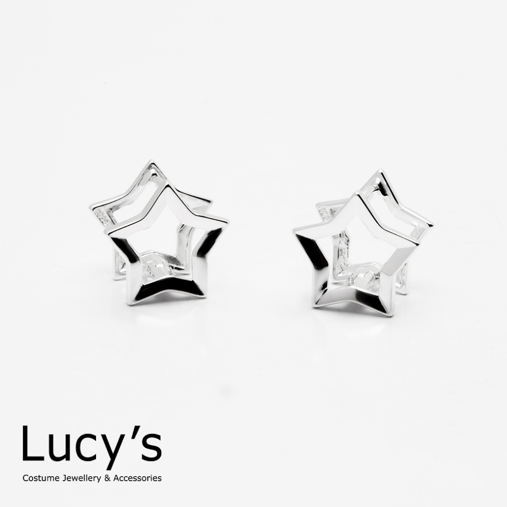 Lucy's 925純銀 雙面星 易扣耳環 (74725)