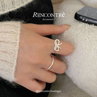 『斷貨優惠/韓國熱銷款♡ 高中制服蝴蝶結 純銀開口戒指』Rencontre 925純銀 蝴蝶結 純銀戒指 韓國戒指