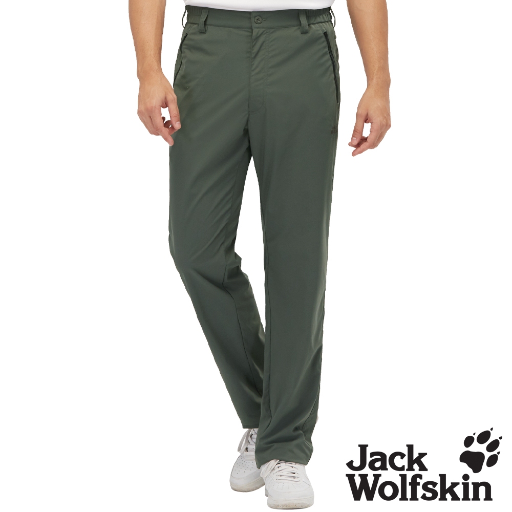 【Jack wolfskin 飛狼】男 俐落剪裁休閒長褲 登山褲『墨綠』