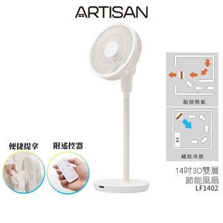 【ARTISAN奧堤森】14吋3D雙層節能風扇 LF1402 循環扇 電風扇 立扇